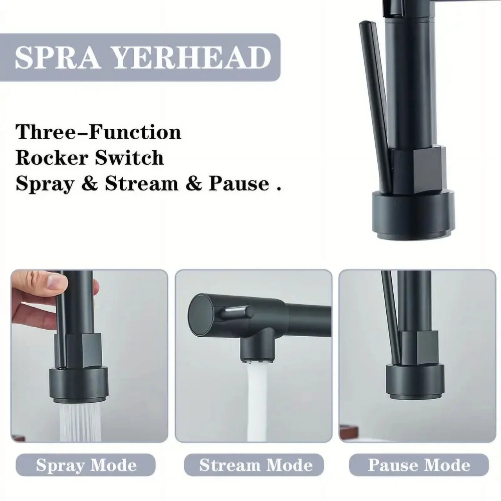 360° Pull-Out Spring Kitchen Faucet Mixer 3 in 1 – Hot & Cold Sink Spring Mixer Tap