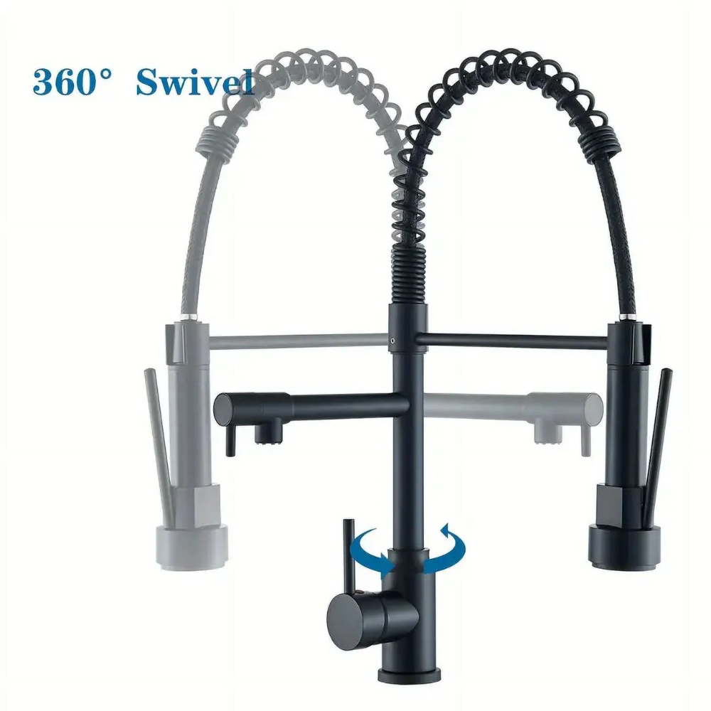 360° Pull-Out Spring Kitchen Faucet Mixer 3 in 1 – Hot & Cold Sink Spring Mixer Tap