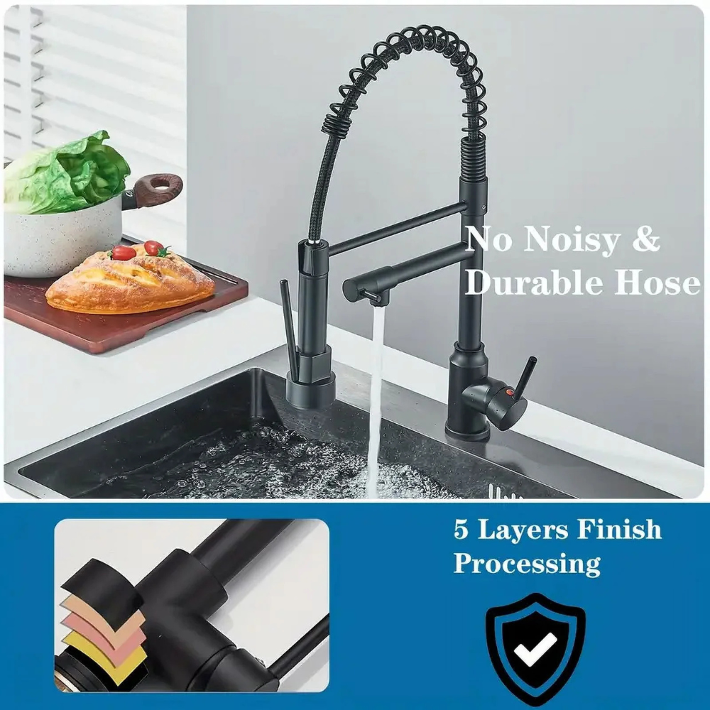 360° Pull-Out Spring Kitchen Faucet Mixer 3 in 1 – Hot & Cold Sink Spring Mixer Tap