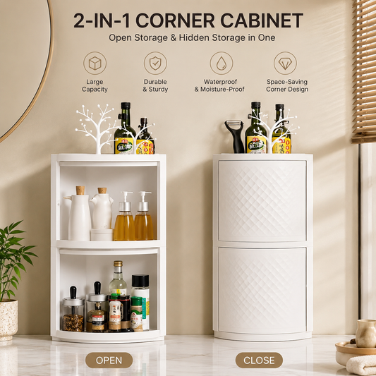 EMSA 360° Rotating Washroom Corner Cabinet – Wall Mounted Storage Organizer
