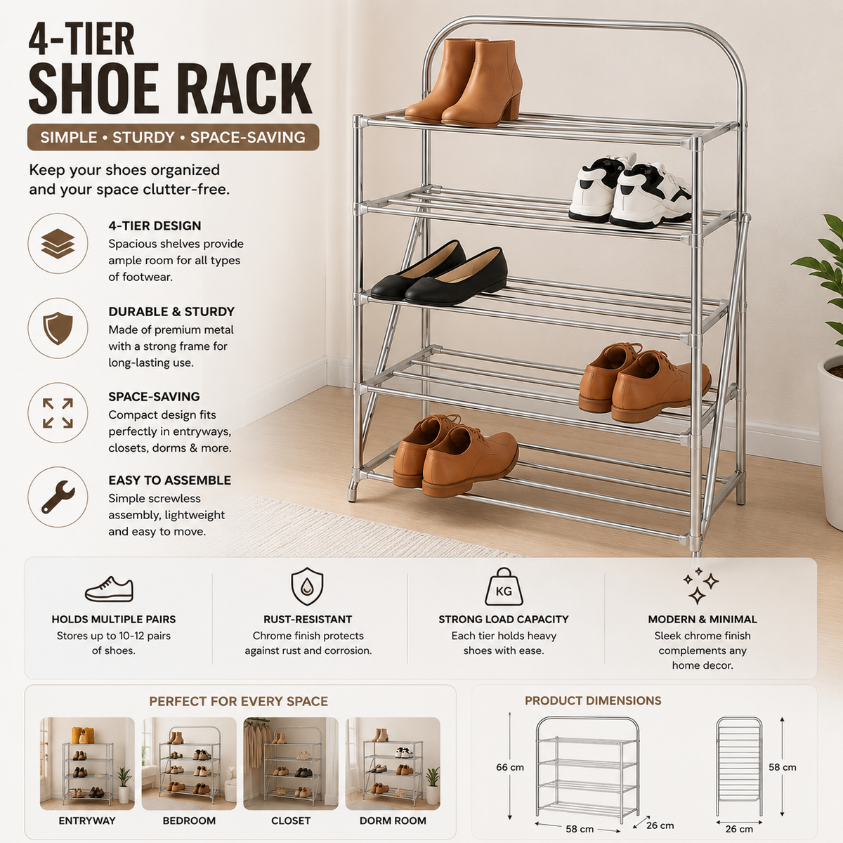Multi-Layer Shoe Rack – 3/4/5 Tier Shoe Storage Organizer