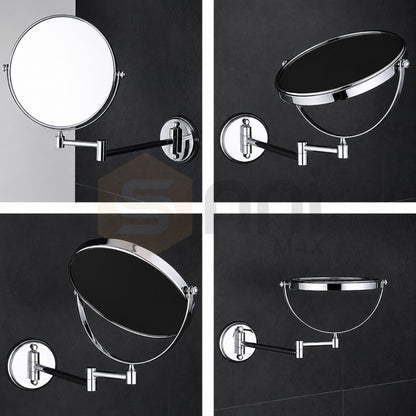 360° Wall Mounted Double-Sided Magnifying Makeup & Shaving Mirror (1X/3X Zoom)