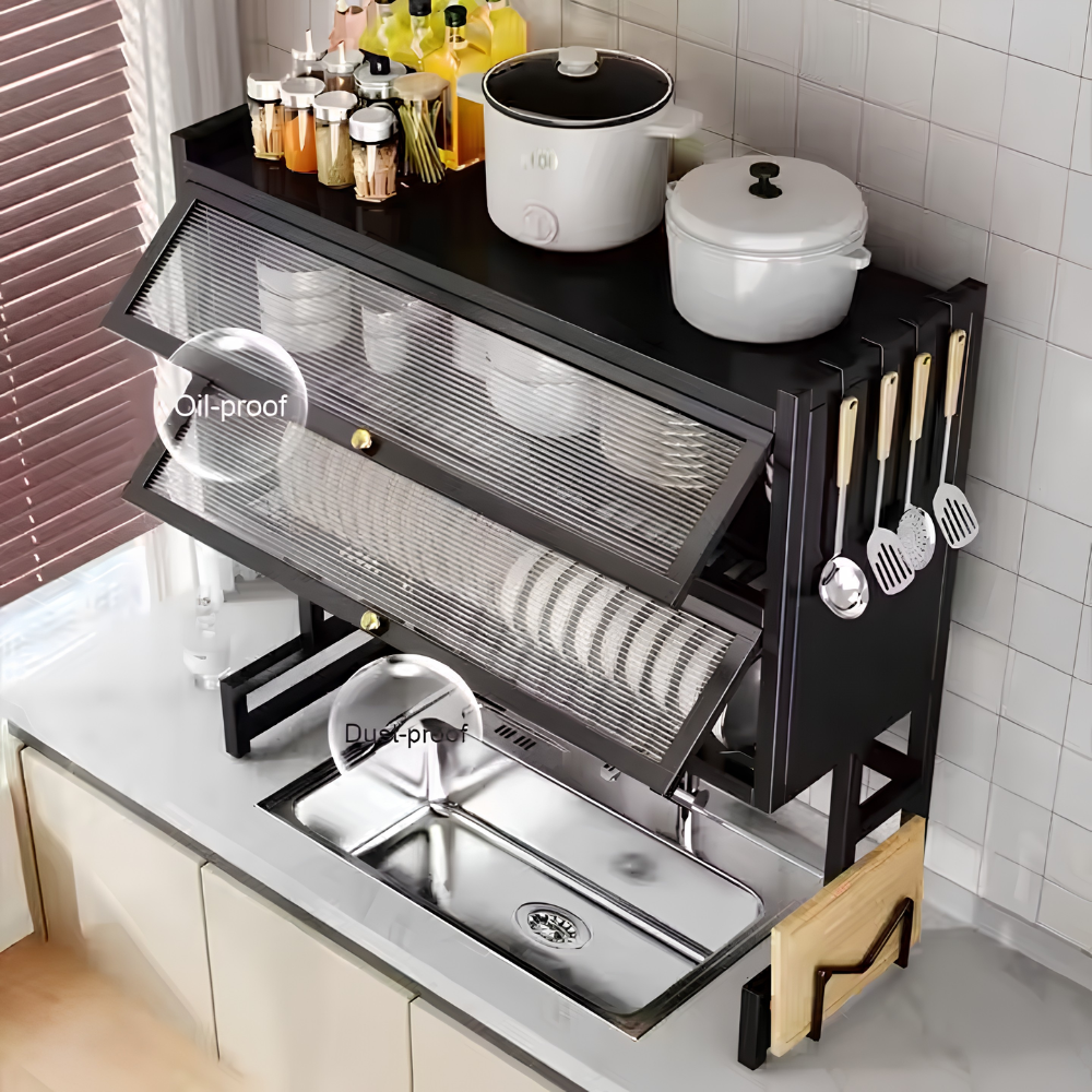 Over-the-Sink Dish Drying Rack – Single & Double Cabinet Stainless Steel Kitchen Organizer (85cm)