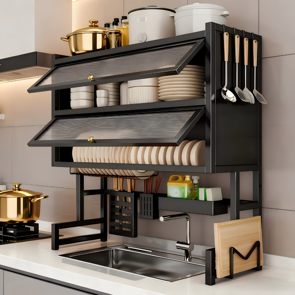 Over-the-Sink Dish Drying Rack – Single & Double Cabinet Stainless Steel Kitchen Organizer (85cm)