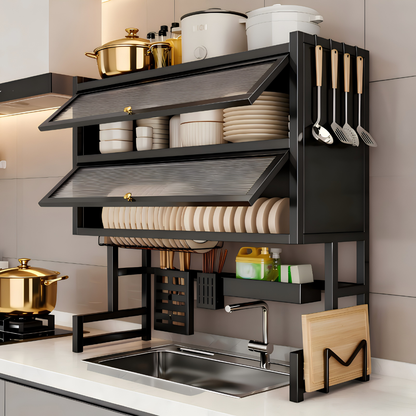 Over-the-Sink Dish Drying Rack – Single & Double Cabinet Stainless Steel Kitchen Organizer (85cm)