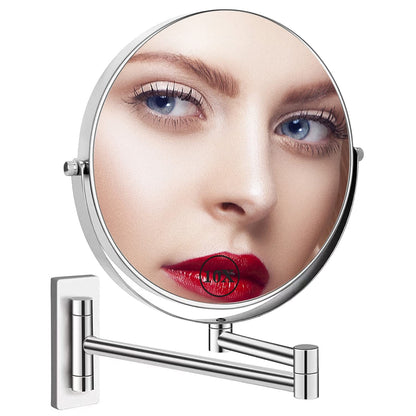 360° Wall Mounted Double-Sided Magnifying Makeup & Shaving Mirror (1X/3X Zoom)