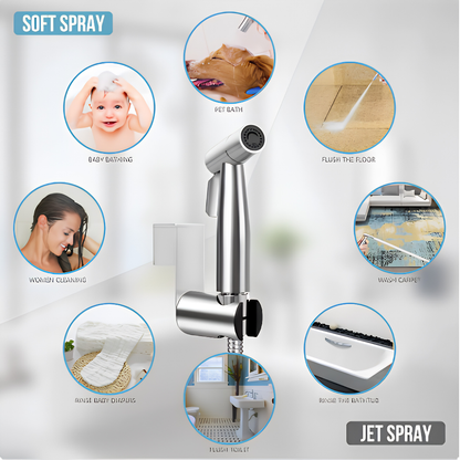 304 Stainless Steel Muslim Shower Set with Holder & Hose – High Pressure Toilet Bidet Sprayer