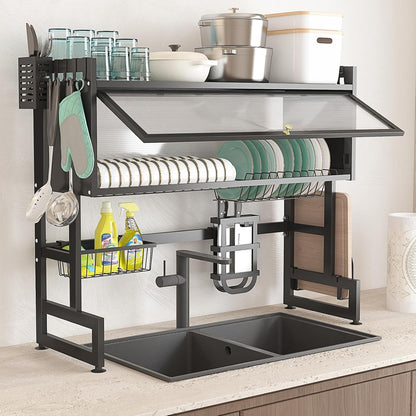 Over-the-Sink Dish Drying Rack – Single & Double Cabinet Stainless Steel Kitchen Organizer (85cm)