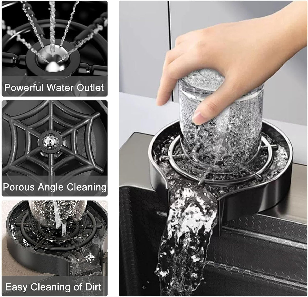 304 Stainless Steel Kitchen Piano Sink with Digital Display & Pull-Down Faucet – Black