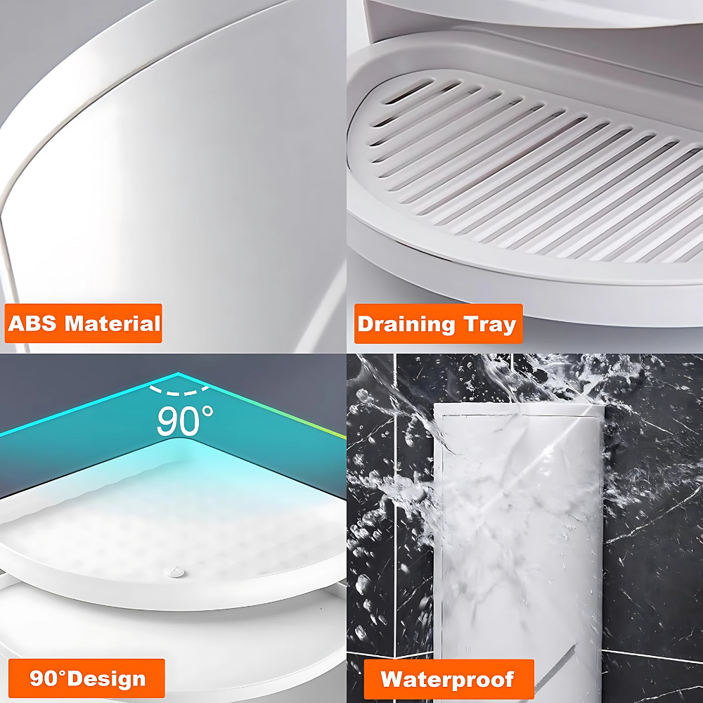 HNH 360° Rotating Bathroom Corner Cabinet – 2 & 3 Layer Wall Mounted Storage Organizer