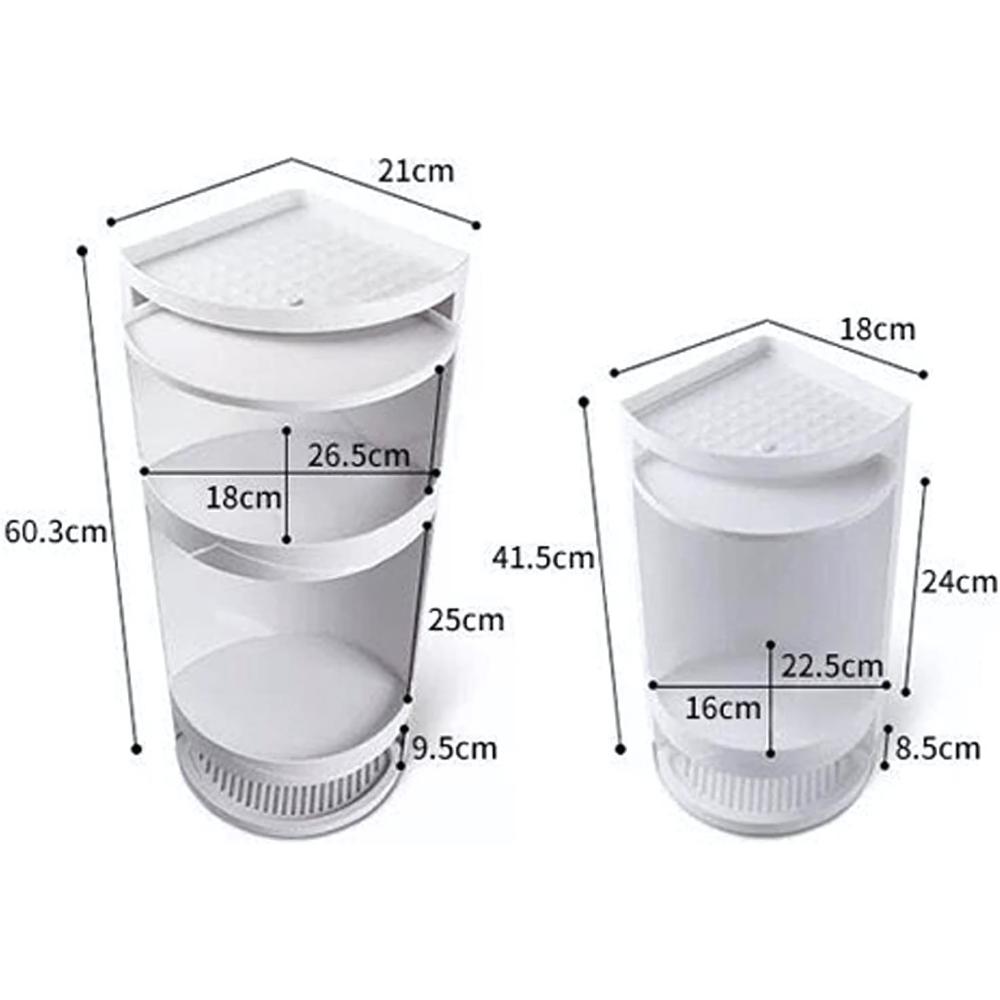 HNH 360° Rotating Bathroom Corner Cabinet – 2 & 3 Layer Wall Mounted Storage Organizer