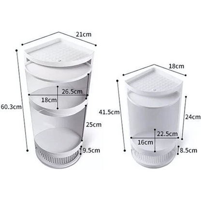 HNH 360° Rotating Bathroom Corner Cabinet – 2 & 3 Layer Wall Mounted Storage Organizer