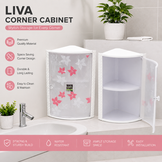 Wall Mounted Plastic Bathroom Corner Cabinet  Space Saving Storage Rack