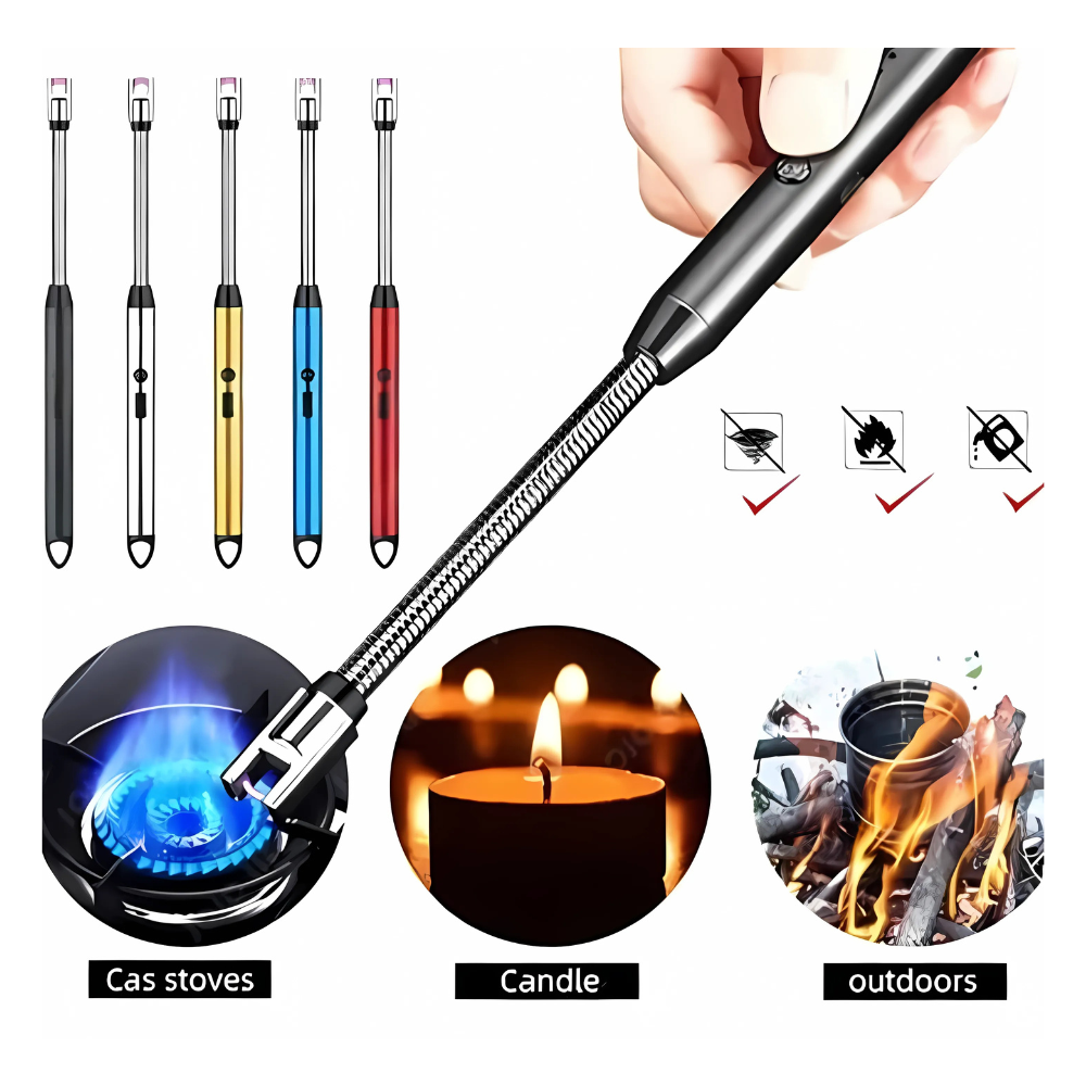 USB Rechargeable Electric Arc Lighter – 360° Flexible Neck Flameless Windproof Plasma Lighter