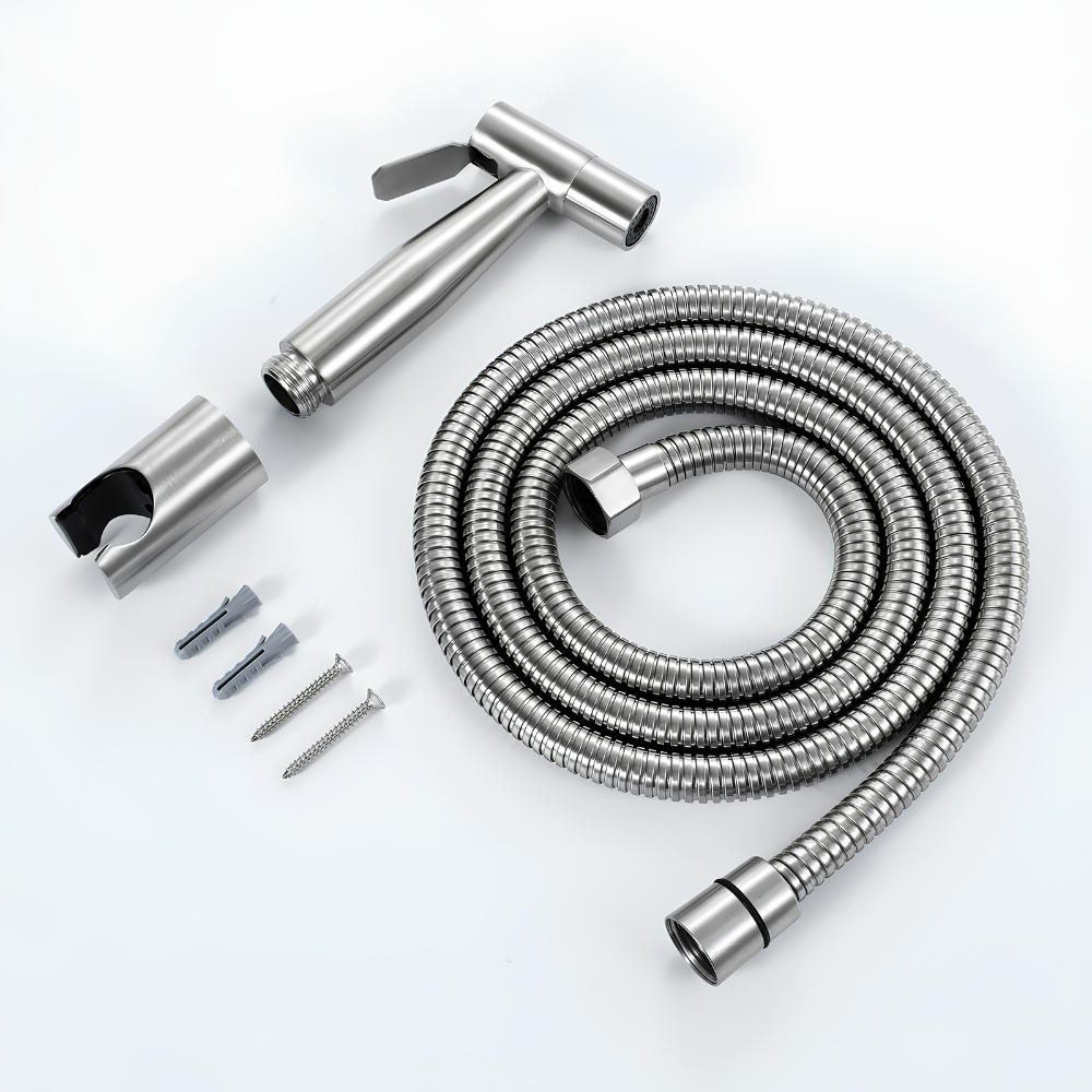 304 Stainless Steel Muslim Shower Set with Holder & Hose – High Pressure Toilet Bidet Sprayer