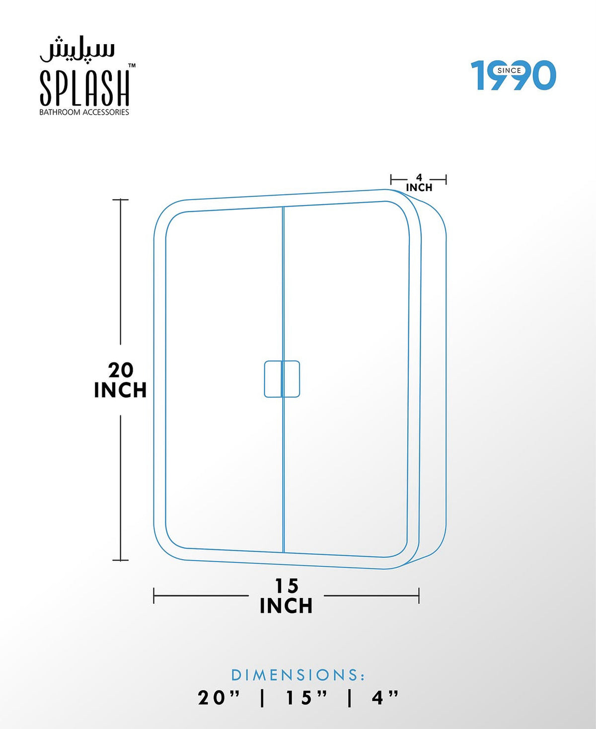 Splash Wall Mounted Bathroom Cabinet – 2 Door Storage Rack