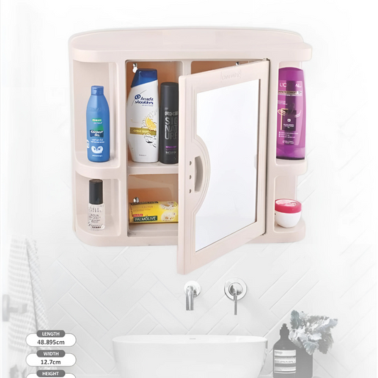 Wall Mounted Bathroom Cabinet with Mirror – Plastic Storage Cabinet with Shelves
