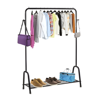 Clothes Hanging Stand with Shoe Rack – Heavy Duty Garment Rack for Home & Boutique